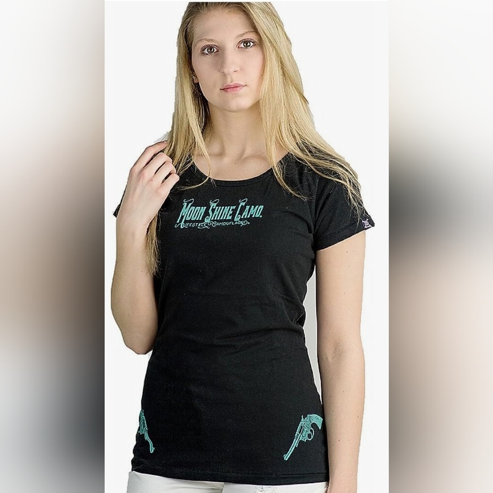 Moon Shine Camo life style camouflage black t-shirt size Large